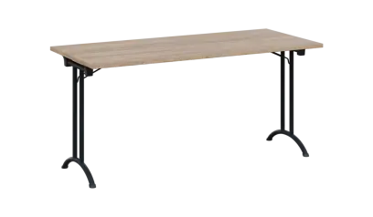 SLA 160 lak skládací jednací stůl 1600x700, deska 25 mm, podnož černý lak, deska dub bardolino